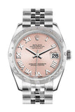 Rolex Datejust 31 Pink Roman Dial Dome set with Diamonds Bezel Jubilee Ladies Watch 178344