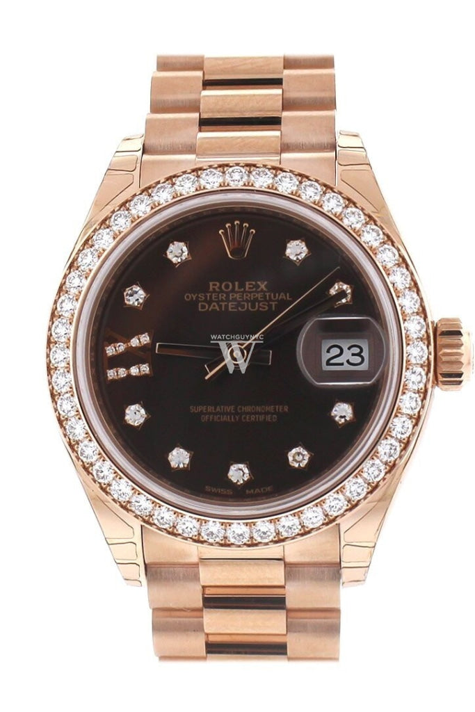 Rolex Lady-Datejust 28 Chocolate Dial 18K Rose Gold President Ladies Watch 279135Rbr / None