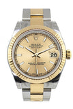 Rolex Datejust 31 Champagne Dial Fluted Bezel 18K Gold Two Tone Ladies Watch 178273
