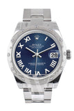 ROLEX Datejust 31 Blue Stainless Steel and 18K White Gold Ladies Watch 178344