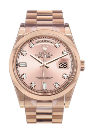 Rolex Day-Date 36 Pink Set With Diamonds Dial President Everose Gold Watch 118205
