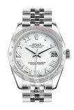 Rolex Datejust 31 White Dial Dome set with Diamonds Bezel Jubilee Ladies Watch 178344