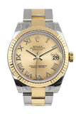 Rolex Datejust 31 Champagne Roman Dial Fluted Bezel 18K Gold Two Tone Ladies 178273