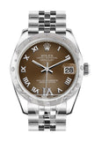 Rolex Datejust 31 Bronze Roman Large VI diamond Dial Dome set with Diamonds Bezel Jubilee Ladies Watch 178344