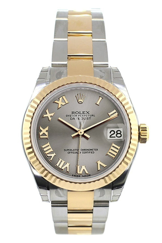 Rolex Datejust 31 Steel Roman Dial Fluted Bezel 18K Gold Two Tone Ladies 178273 Watch
