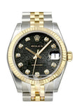 ROLEX Datejust 31 Black Jubilee Diamond Dial Steel and Yellow Gold Ladies Watch  178273