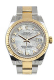 Rolex Datejust 31 Mother of Pearl Roman Dial Fluted Bezel 18K Gold Two Tone Ladies 178273