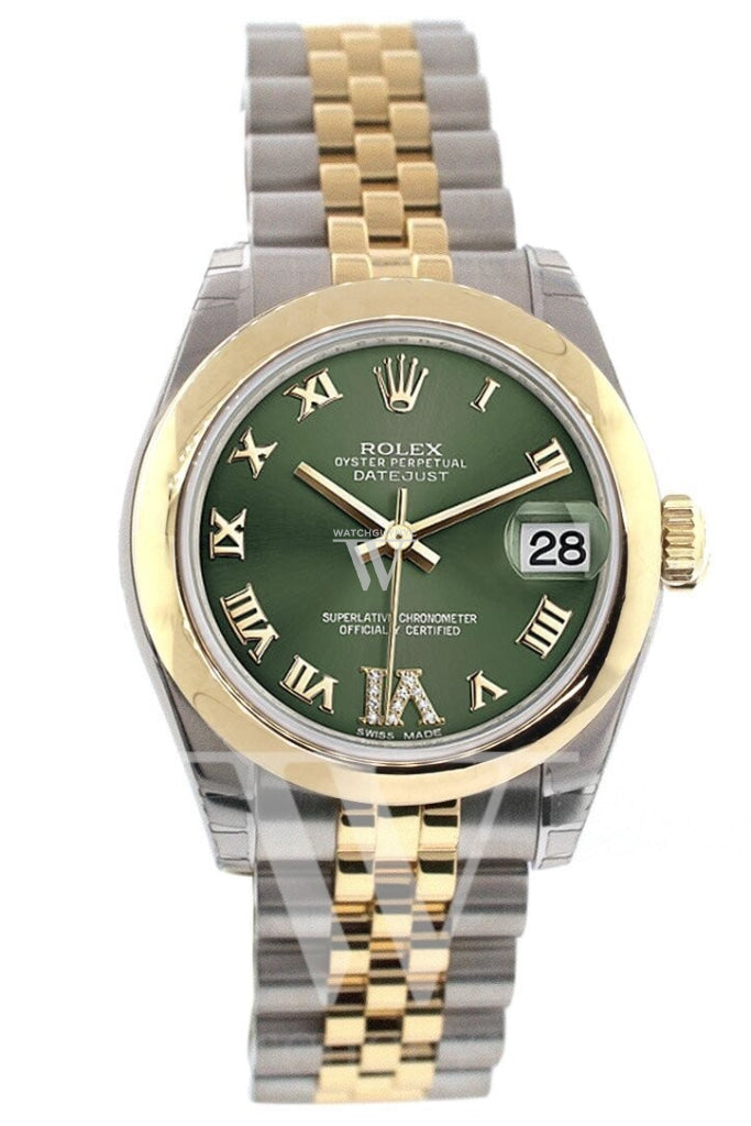 Rolex Datejust 31 Olive Green Large Vi Set With Diamonds Gold Jubilee Ladies 178243 Watch