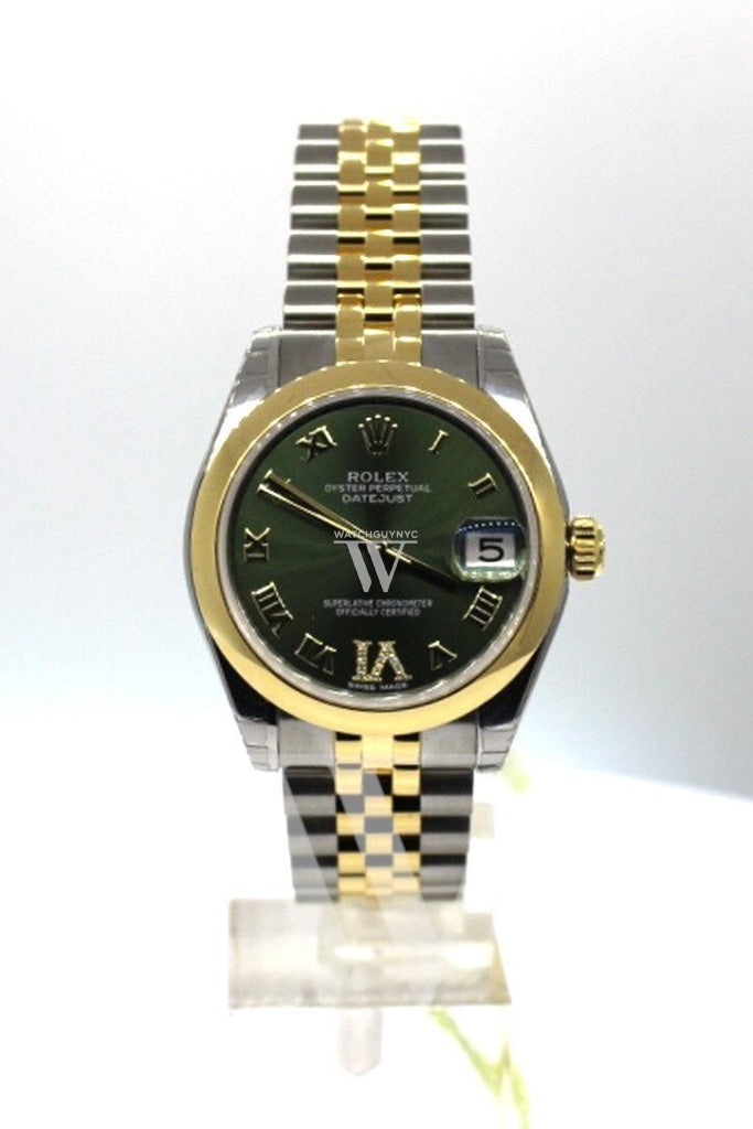 Rolex Datejust 31 Olive Green Large Vi Set With Diamonds Gold Jubilee Ladies 178243 Watch