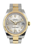 Rolex Datejust 31 Silver Roman Large VI Diamond Dial Fluted Bezel 18K Gold Two Tone Ladies 178273 Pre-owned