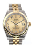Rolex Datejust 31 Champagne Roman Dial Fluted Bezel 18K Gold Two Tone Jubilee Ladies 178273 Pre-owned