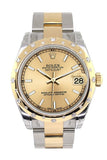 Rolex Datejust 31 Champagne Dial Diamond Bezel 18K Gold Two Tone Ladies Watch 178343 Pre-owned