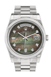 Rolex Day Date 36 Black Mother Of Pearl Set With Diamonds Dial President Mens Watch 118206