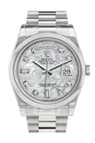 Rolex Day Date 36 White mother of pearl set with diamonds Dial President Men's Watch 118206