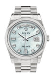 Rolex Day Date 36 Platinum mother of pearl with oxford motif set with diamonds Dial President Men's Watch 118206