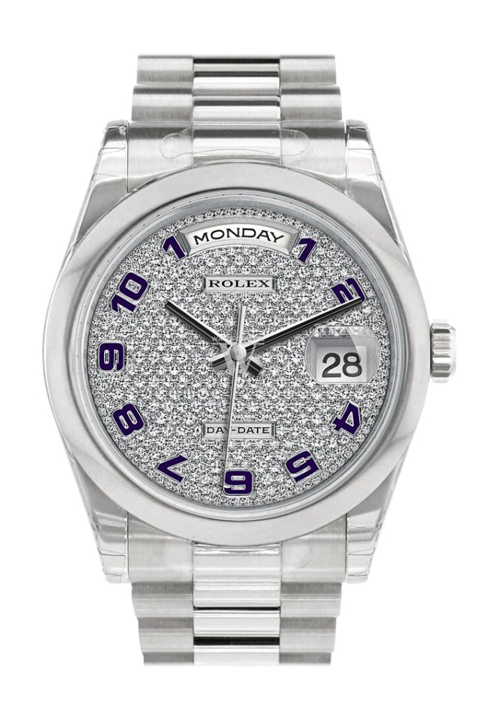 Rolex Day Date 36 Diamond Paved Dial President Mens Watch 118206