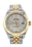 Rolex Datejust 28 Silver Diamond Dial Fluted Yellow Gold Two Tone Jubilee Ladies Watch 279173 NP