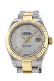 Rolex Datejust 28 Mother of Pearl 9 diamonds set in star Dial Fluted Yellow Gold Two Tone Ladies Watch 279173 NP