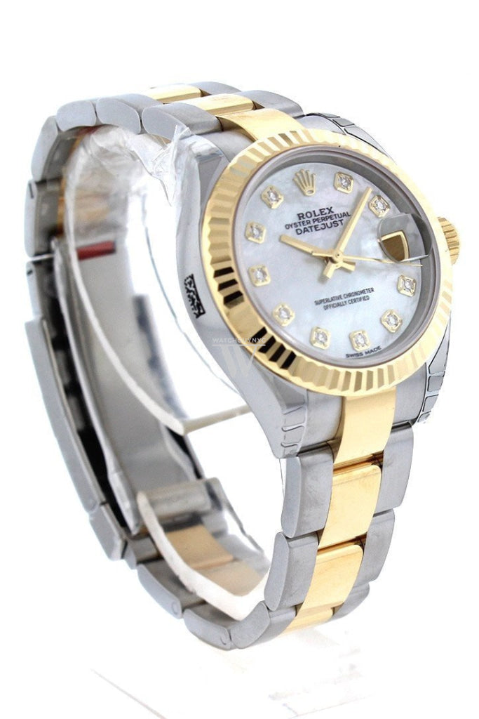 Rolex Datejust 28 Mother Of Pearl 9 Diamonds Set In Star Dial Fluted Yellow Gold Two Tone Ladies