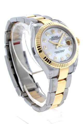 Rolex Datejust 28 Mother Of Pearl 9 Diamonds Set In Star Dial Fluted Yellow Gold Two Tone Ladies