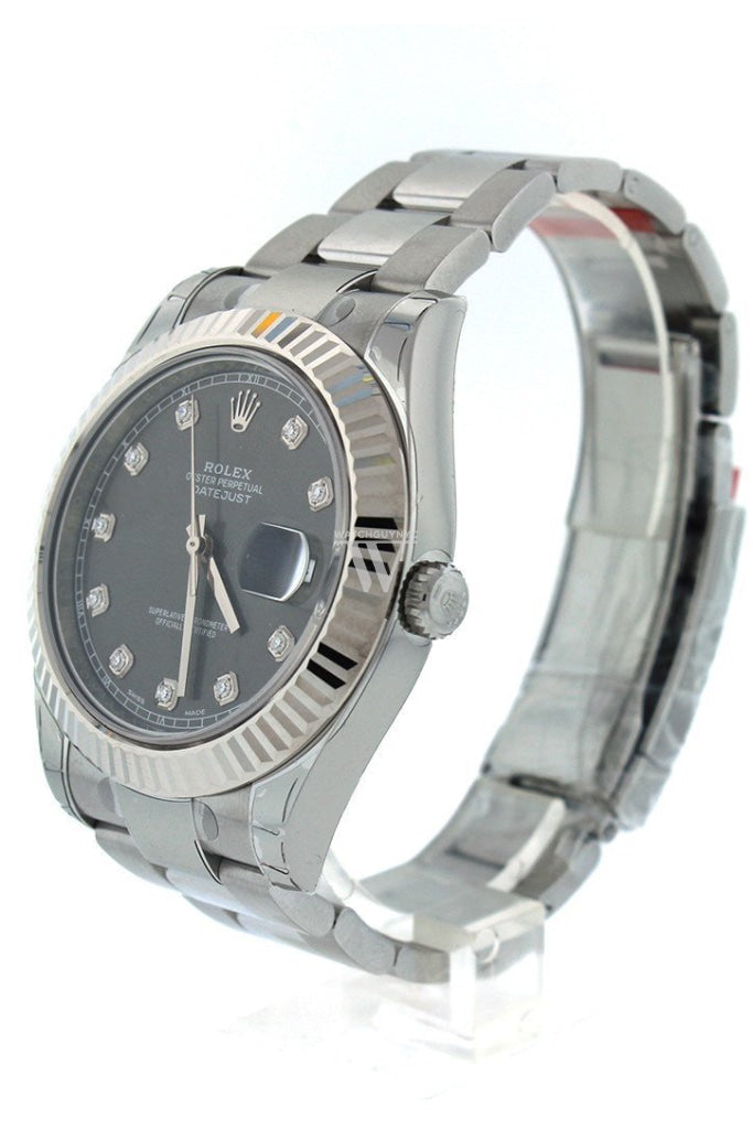 Rolex Datejust Ii 41 Rhodium Diamond Dial Mens Watch 116334