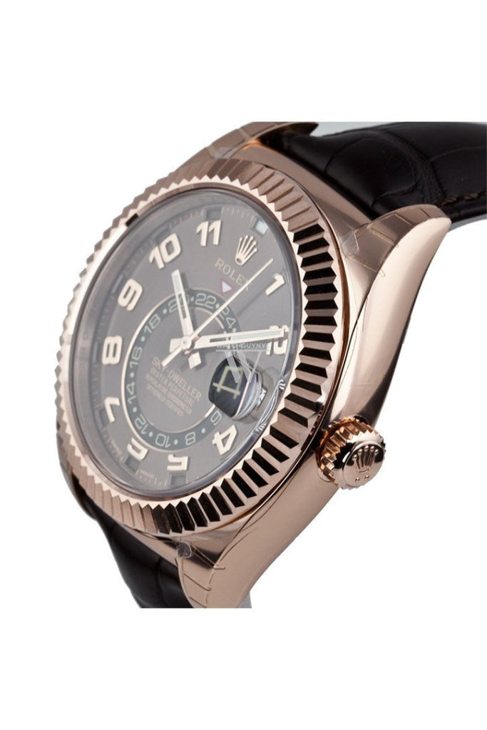 Rolex Sky-Dweller 42 Chocolate Arab Dial 18K Rose Gold Mens Watch 326135