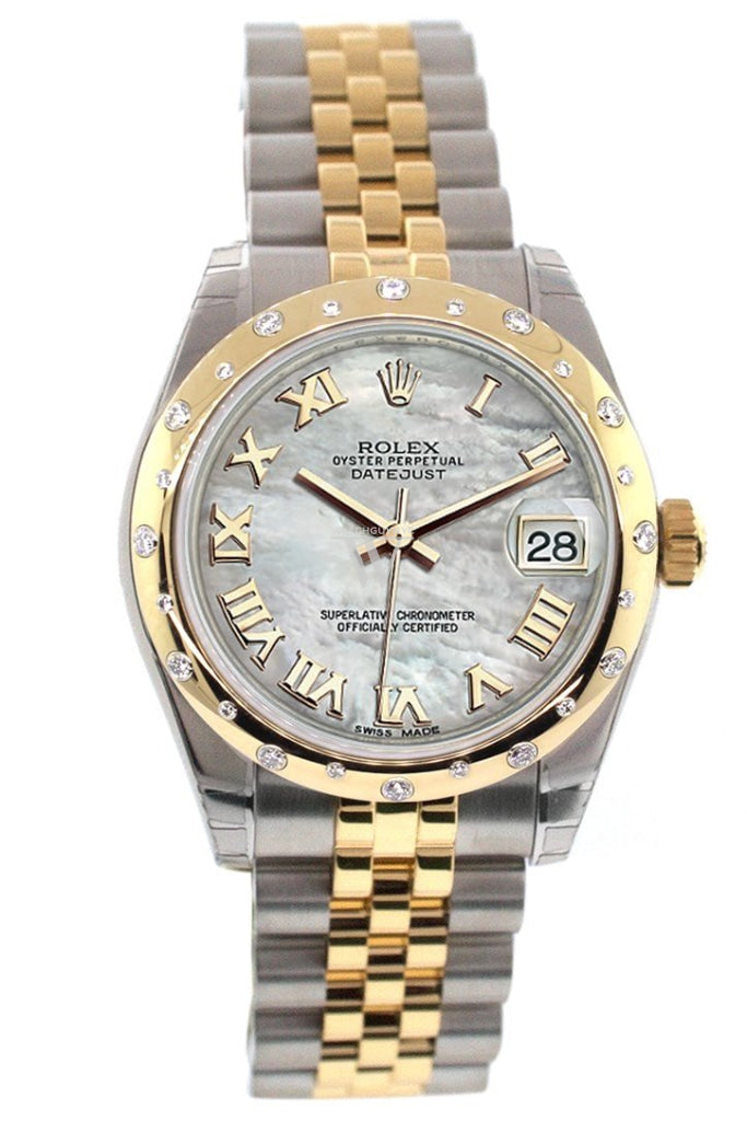 Rolex Datejust 31 Mother Of Pearl Roman Dial Diamond Bezel 18K Gold Two Tone Jubilee Ladies 178343