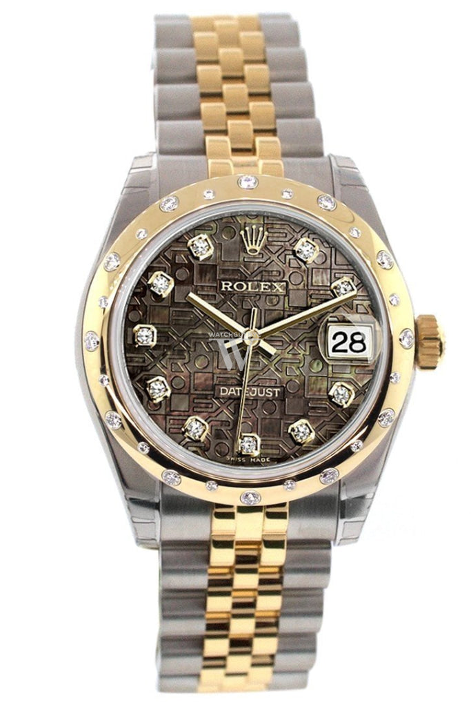 Rolex Datejust 31 Black Mother Of Pearl Jubilee Diamonds Dial Diamond Bezel 18K Gold Two Tone Ladies