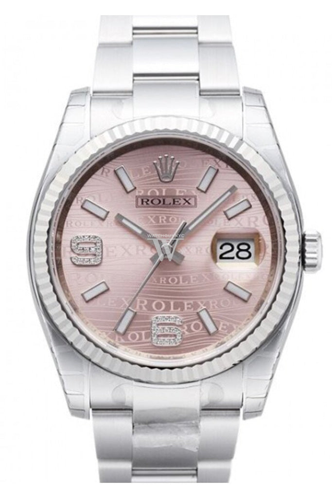 Rolex Datejust 36 Pink Waves Diamond Dial Steel And 18K Gold Ladies Watch 116234