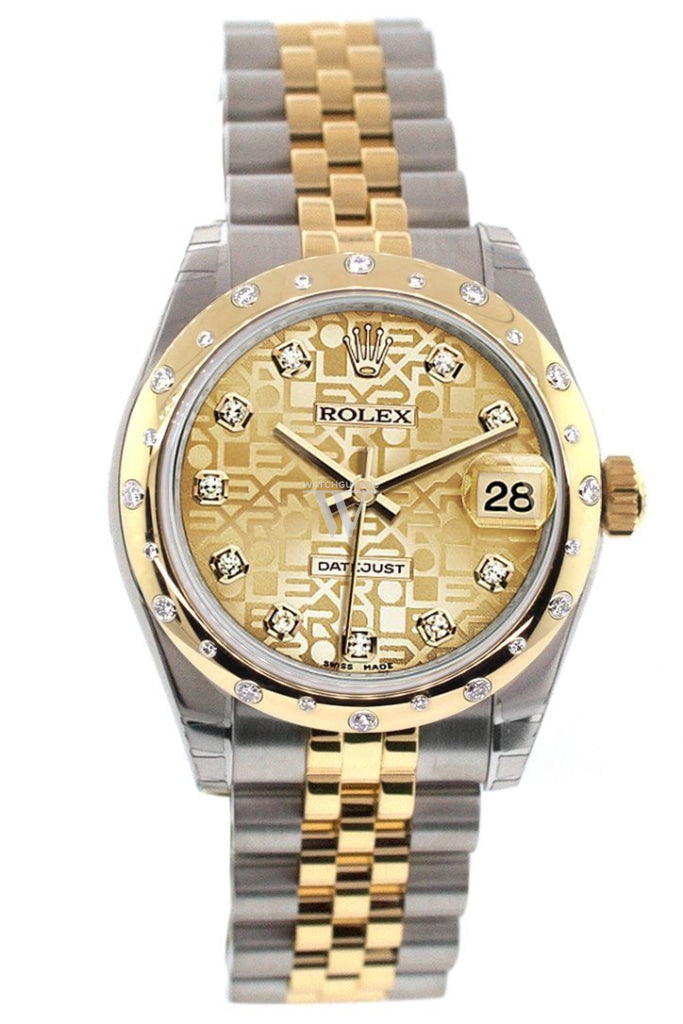 Rolex Datejust 31 Champagne Jubilee Diamond Dial Bezel 18K Gold Two Tone Ladies 178343 Watch