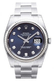 Rolex Datejust 36 Blue Diamond Dial Steel and 18k Gold Men's Watch 116234