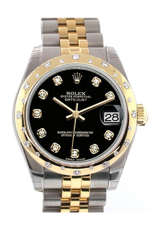 Rolex Datejust 31 Black Diamond Dial Bezel 18K Gold Two Tone Jubilee Ladies 178343 / None Watch