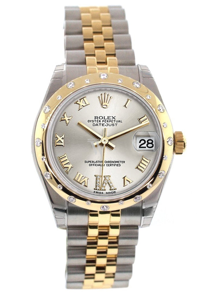 Rolex Datejust 31 Silver Roman Large Vi Diamond Dial Bezel 18K Gold Two Tone Jubilee Ladies 178343