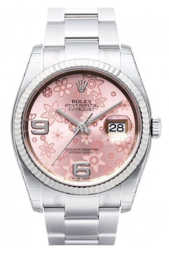 Rolex Datejust 36 Pink Floral Dial Steel And 18K Gold Ladies Watch 116234