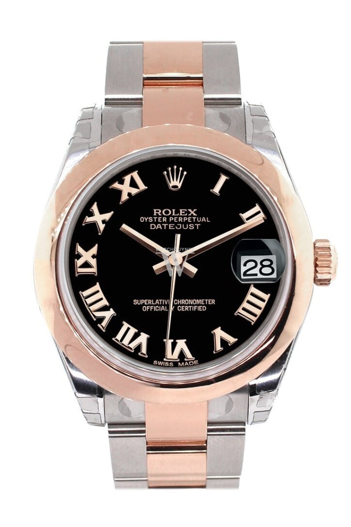 Rolex Datejust 31 Black Roman Dial 18K Rose Gold Two Tone Ladies Watch 178241 / None