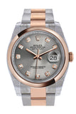 Rolex Datejust 36 Steel set with diamonds Dial Steel and 18k Rose Gold Oyster Watch 116201