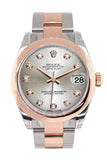 Rolex Datejust 31 Silver Diamond Dial 18K Rose Gold Two Tone Ladies Watch 178241