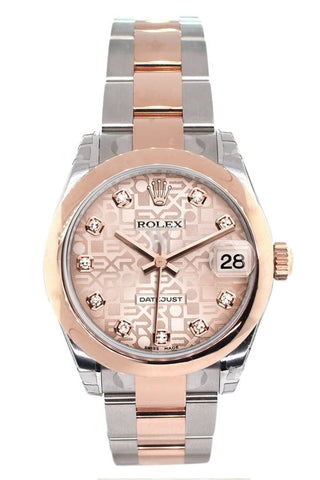 Rolex Datejust 31 Pink Jubilee Diamond Dial 18K Rose Gold Two Tone Ladies Watch 178241