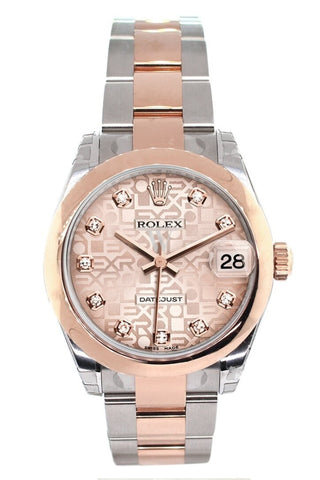 Rolex Datejust 31 Pink Jubilee Diamond Dial 18K Rose Gold Two Tone Ladies Watch 178241