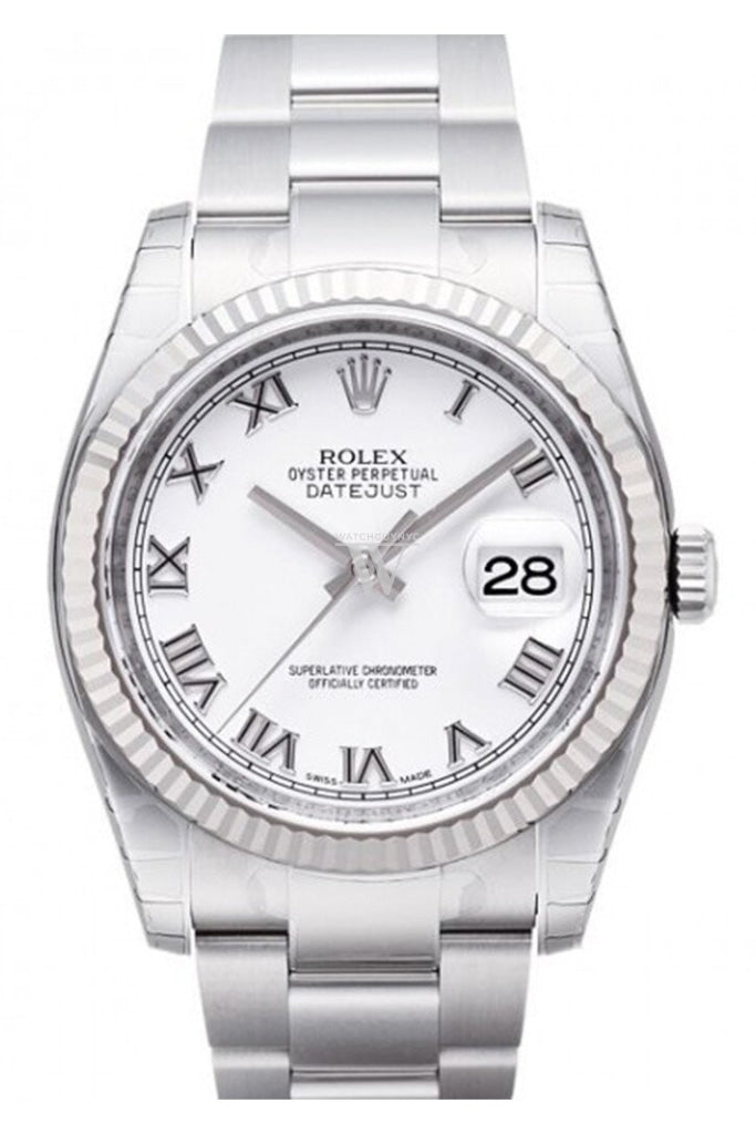Rolex Datejust 36 White Roman Dial Steel And 18K Gold Unisex Watch 116234