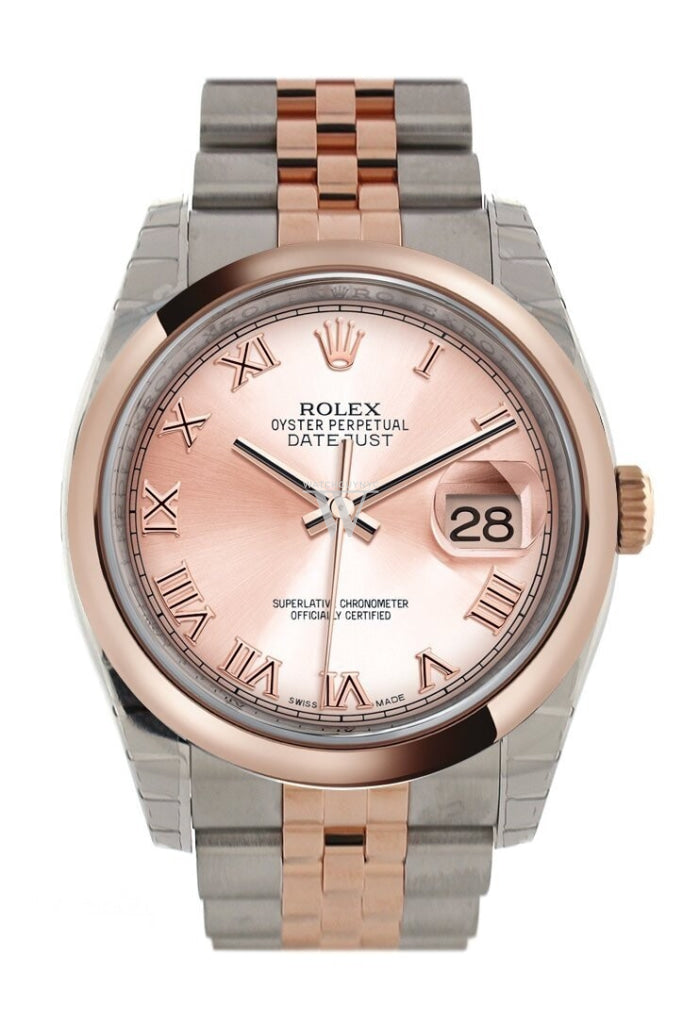 Rolex Datejust 36 Pink Roman Dials Teel And 18K Rose Gold Jubilee Watch 116201 / None