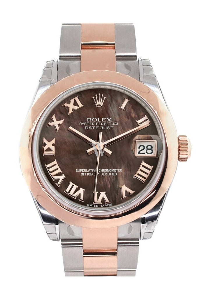 Rolex Datejust 31 Black Mother Of Pearl Roman Dial 18K Rose Gold Two Tone Ladies Watch 178241 / None
