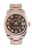 Rolex Datejust 31 Black Mother of Pearl Roman Dial 18K Rose Gold Two Tone Ladies Watch 178241