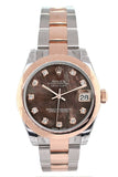 Rolex Datejust 31 Black Mother Of Pearl Diamond Dial 18K Rose Gold Two Tone Ladies Watch 178241