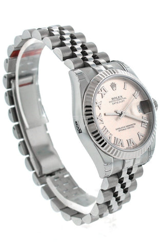 Rolex Datejust 31 Pink Dial White Gold Fluted Bezel Jubilee Ladies Watch 178274