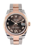 Rolex Datejust 31 Chocolate Roman Large VI set with Diamond Dial 18K Rose Gold Two Tone Ladies Watch 178241