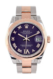 Rolex Datejust 31 Purple Roman Large VI set with Diamond Dial 18K Rose Gold Two Tone Ladies Watch 178241