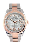 Rolex Datejust 31 White Mother of Pearl Roman Large VI set with Diamond Dial 18K Rose Gold Two Tone Ladies Watch178241