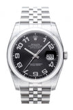 Rolex Datejust 36 Black Concentric Dial Stainless Steel Jubilee Mens Watch 116200 / None