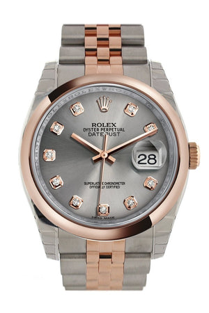 Rolex Datejust 36 Steel Set With Diamonds Dial And 18K Rose Gold Jubilee Watch 116201 / None
